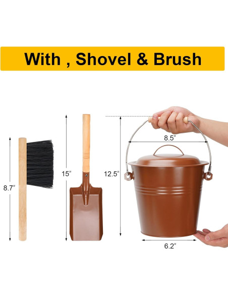 Cubo de Cenizas con Tapa MYFIREPLACEDIRECT 5.68L Metal