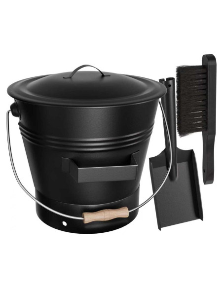 Cubo de Ceniza de Metal AMAGABELI 9.84L con Tapa y Herramientas