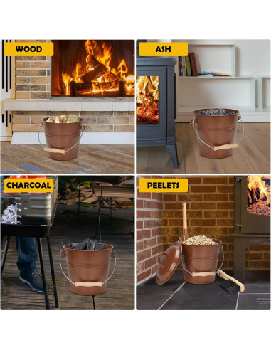 Cubo de Cenizas con Tapa MYFIREPLACEDIRECT 5.68L Metal