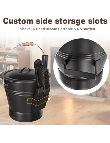 Cubo de Ceniza de Metal AMAGABELI 9.84L con Tapa y Herramientas