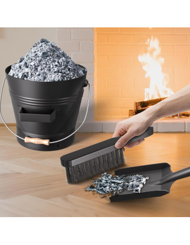 Cubo de Ceniza de Metal AMAGABELI 9.84L con Tapa y Herramientas