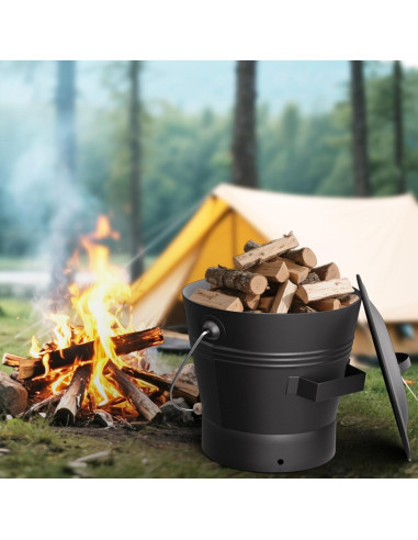 Cubo de Ceniza de Metal AMAGABELI 9.84L con Tapa y Herramientas