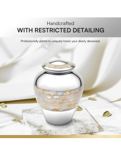 Urna de cremación grande SIMCS de madreperla plateada 22.86 cm 2