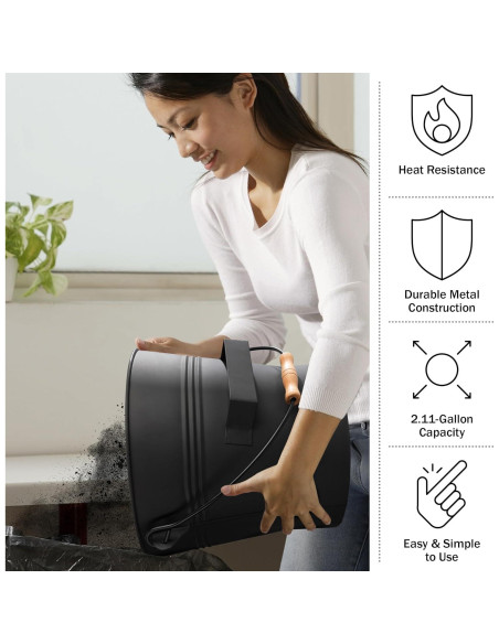 Cubo de Ceniza con Tapa Pure Garden - 7.99 Litros, Negro