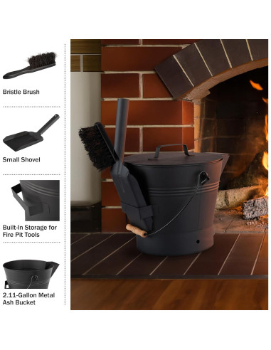 Cubo de Ceniza con Tapa Pure Garden - 7.99 Litros, Negro