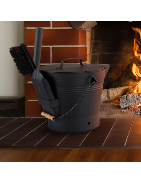 Cubo de Ceniza con Tapa Pure Garden - 7.99 Litros, Negro