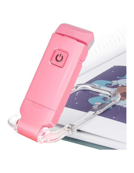 Luz de Lectura LED Clip BIGLIGHT Rosa, Recargable USB, 2 Brillos