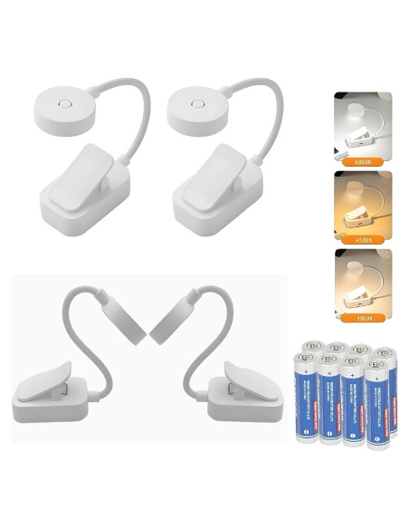 Paquete de 4 luces de lectura Darlur con clip y brillo ajustable