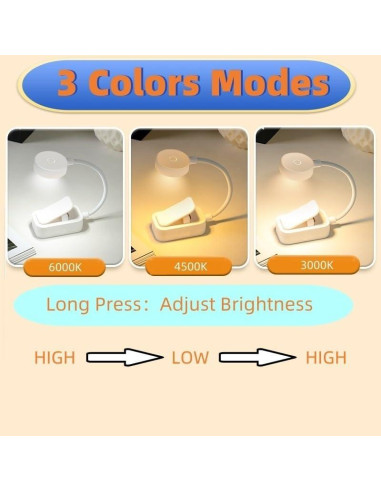 Paquete de 4 luces de lectura Darlur con clip y brillo ajustable