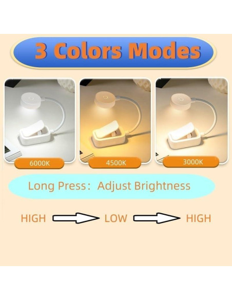 Paquete de 4 luces de lectura Darlur con clip y brillo ajustable