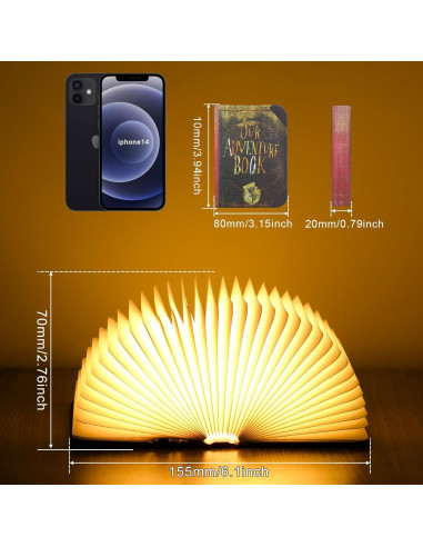 Lámpara de Libro Plegable LED Que Comience la Aventura 10x8cm