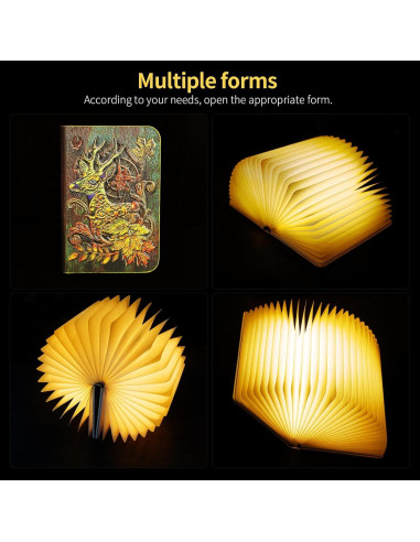 Lámpara de Libro 3D Ciervo Vintage Recargable USB LED