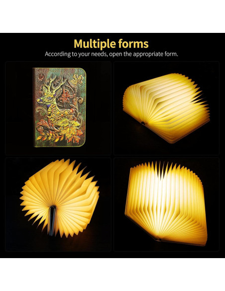 Lámpara de Libro 3D Ciervo Vintage Recargable USB LED