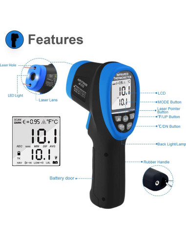 Termómetro Infrarrojo AOPUTTRIVER AP-2732 -50C a 1500C