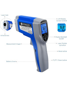 Termómetro Infrarrojo Etekcity Lasergrip 1022D Doble Láser -50C a 550C 2