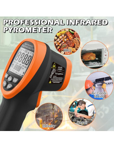 Pirómetro Infrarrojo BTMETER BT-1500 -50 a 1500C Naranja 2