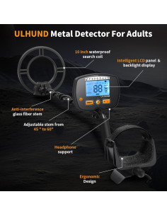 Detector de Metales ULHUND IP68 30.48 cm Ligero Ajustable 2