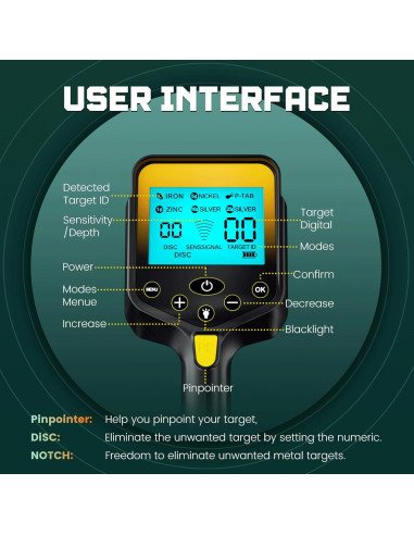 Detector de Metales OKESAM GT1000 Inalámbrico IP68 10"