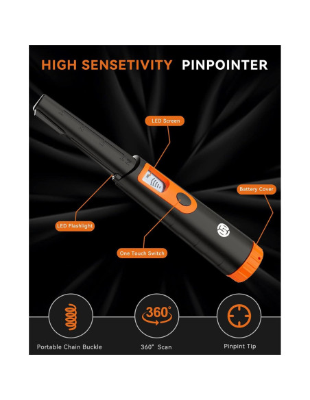 Detector de Metales SUNPOW OT-MD08 Impermeable 360 LCD