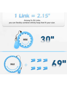 6 Enlaces Adicionales Aro Hula JLoibao D5-A-Blue-PJ 2