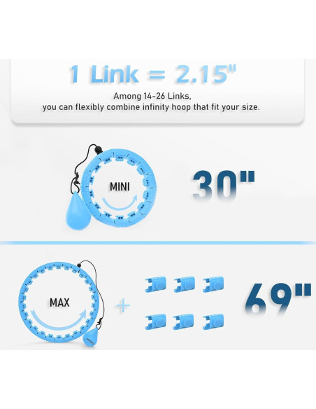 6 Enlaces Adicionales Aro Hula JLoibao D5-A-Blue-PJ