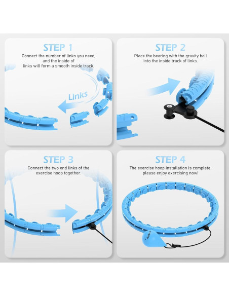 6 Enlaces Adicionales Aro Hula JLoibao D5-A-Blue-PJ