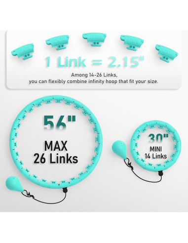 Aro de Hula Ponderado JLoibao D5-US 142-168 cm para Fitness