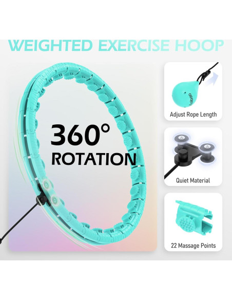 Aro de Hula Ponderado JLoibao D5-US 142-168 cm para Fitness