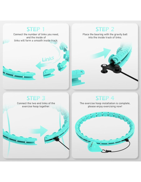Aro de Hula Ponderado JLoibao D5-US 142-168 cm para Fitness