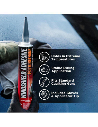 Adhesivo de Parabrisas Poliuretano FORTIVO 310ml Negro Rápido