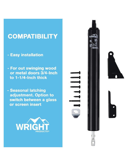 Cierre de Puerta Neumático Wright V920BL 32cm Negro