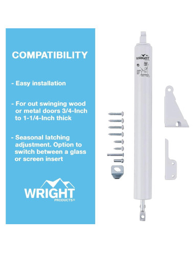 Cierre de puerta neumático Productos Wright 32 cm blanco
