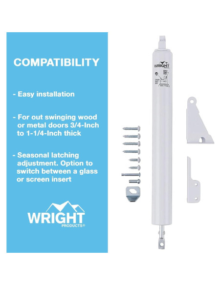 Cierre de puerta neumático Productos Wright 32 cm blanco