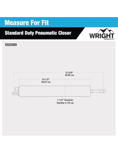 Cierre de puerta neumático Productos Wright 32 cm blanco