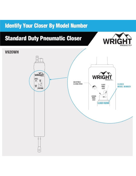 Cierre de puerta neumático Productos Wright 32 cm blanco