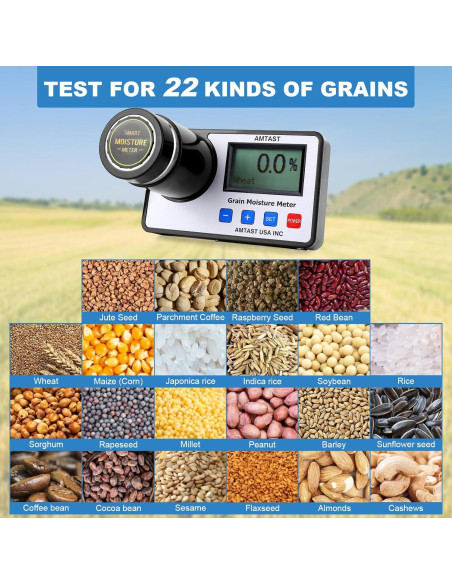 Medidor de Humedad de Granos AMTAST AMT155 Portátil 22 Granos