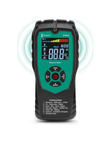 Medidor de Humedad de Madera ERICKHILL EWM04 No Invasivo