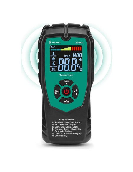 Medidor de Humedad de Madera ERICKHILL EWM04 No Invasivo
