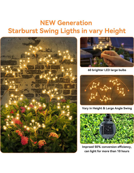 Luces de Jardín Solares JJGoo 2 Paquete Impermeables 76cm