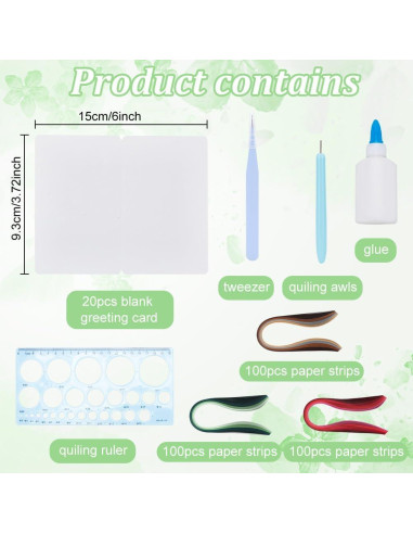 Kit de Quilling de Papel WEBEEDY 20 Tarjetas Cactus DIY