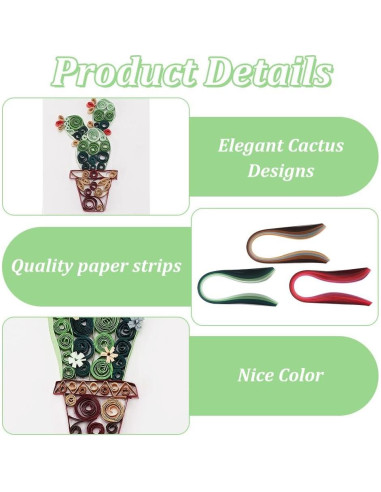 Kit de Quilling de Papel WEBEEDY 20 Tarjetas Cactus DIY