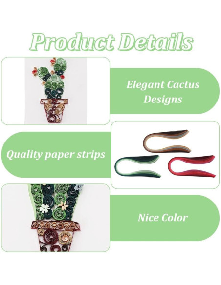 Kit de Quilling de Papel WEBEEDY 20 Tarjetas Cactus DIY