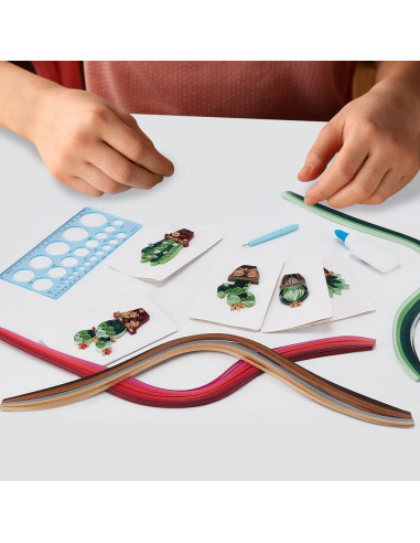 Kit de Quilling de Papel WEBEEDY 20 Tarjetas Cactus DIY