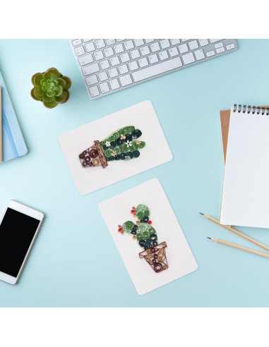 Kit de Quilling de Papel WEBEEDY 20 Tarjetas Cactus DIY