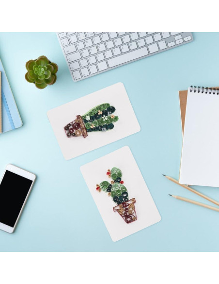 Kit de Quilling de Papel WEBEEDY 20 Tarjetas Cactus DIY