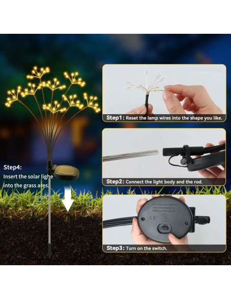 Luces de Jardín Solares JJGoo 2 Paquete Impermeables 76cm