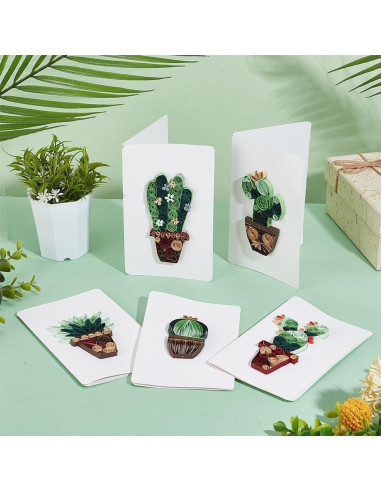 Kit de Quilling de Papel WEBEEDY 20 Tarjetas Cactus DIY