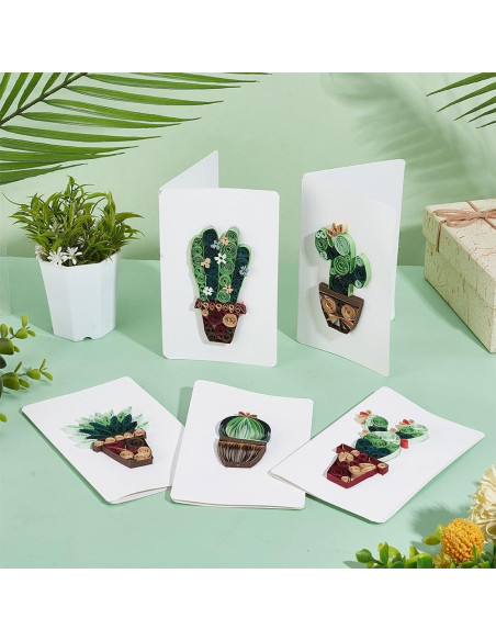 Kit de Quilling de Papel WEBEEDY 20 Tarjetas Cactus DIY