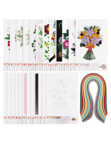 Kit de Quilling de Papel AHANDMAKER 12 Pcs Floral 36 Colores