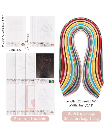 Kit de Quilling de Papel AHANDMAKER 12 Pcs Floral 36 Colores